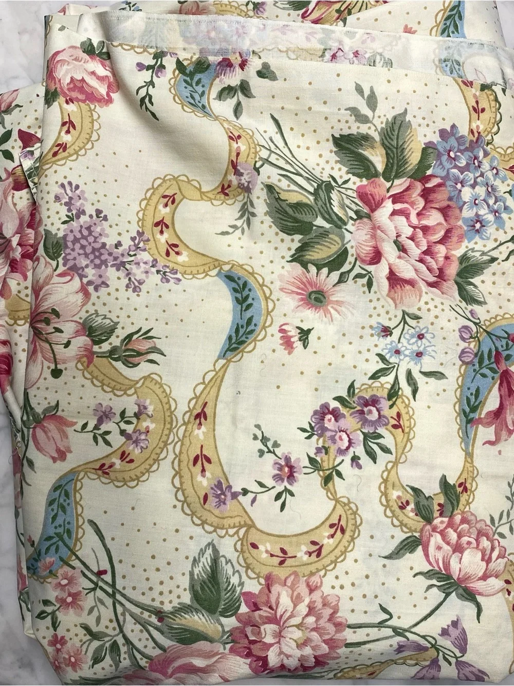VTG Floral Paisley Twin Sheet Set Martha Stewart Ruffled Top Cotton Blend